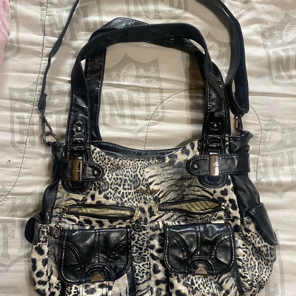Angel Kiss Black and Cream Shoulder Bag with Adjustable Strap